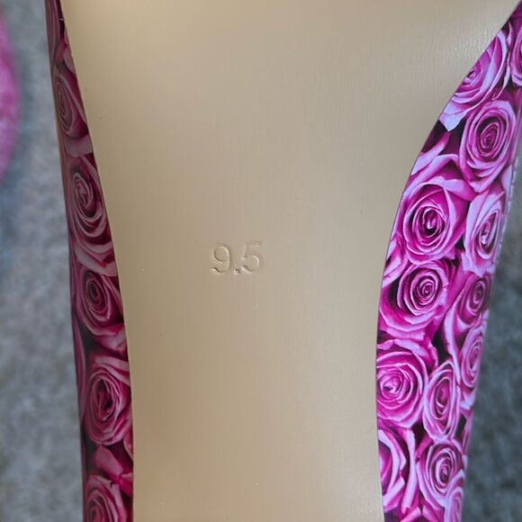 Reindee Lusion Pink Roses Transparent Block Mid Heel Round Toe Size 9.5 NEW - Picture 7 of 15